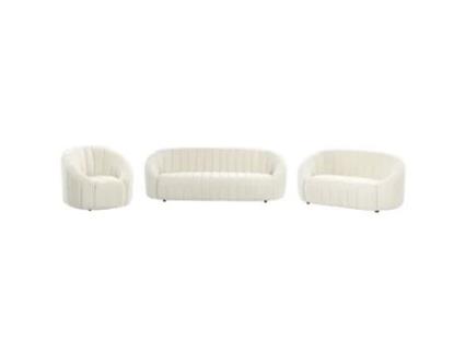 Conjunto de sofás de estilo retro BELIANI Malung de Veludo Branco 200x79x68 (200 x 79 x 68 cm)