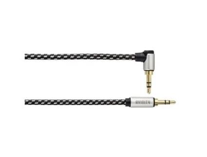 Cabo de Áudio, Jack Macho 3,5mm/Jack 90°, Estéreo, Têxtil, Dourado, 0,5m