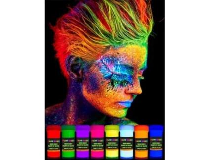Tinta Corporal Neon Uv Neon Nights 8x 0,7 Fl Oz, Maquiagem Luz Negra, Acessórios Para Festa Neon, Pintura Facial E Corporal, Brilha Na Luz Negra
