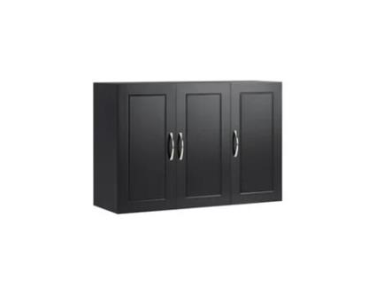 Armário De Parede 3 Portas Armário De Casa De Banho Suspenso Com Prateleira Ajustável Preto 90 X 30 X 60 Cm Frg231 L Sch Sobuy