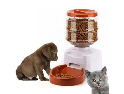 Alimentador automático para animais de estimação de 5,5 litros com gravação de mensagens de voz e visor LCD branco