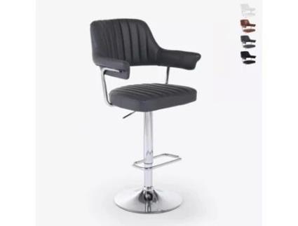Bancada de cozinha Bar Couro sintético ajustável com braços Base cromada Tampa Superstool