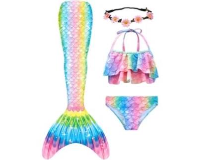 Roupa Interior de Natação Fato de Banho de Sereia Conjunto de Roupa Interior de Fantasia de Sereia 9-10 Anos FPSP