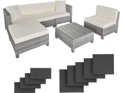 Conjunto de Jardim  (Cinzento Claro - Poli-Rattan - 64x72x64 cm)