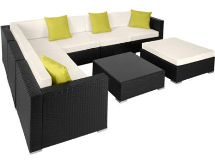 Conjunto de Jardim  Marbella (Preto - Poli-Rattan - 74x74x36 cm)