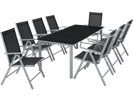 Conjunto de Cadeiras de Jardim  (Cinzento Claro - Alumínio - 189x90x72.7 cm)