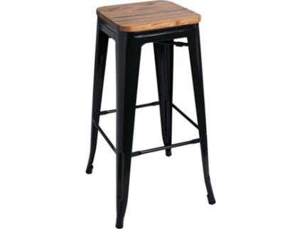 Banco  Torix (Preto - 43 x 76 x 43 cm - Madeira - Aço Reforçado)