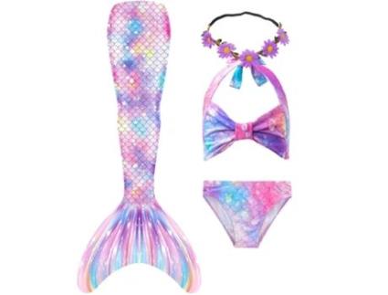 Roupa Interior de Natação Fato de Banho de Sereia Conjunto de Roupa Interior de Fantasia de Sereia 5-6 Anos FPSP