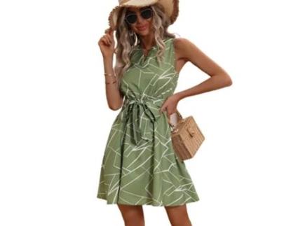 T-Shirt de Manga Cava de Mulher FYY Curto Verde (XL)