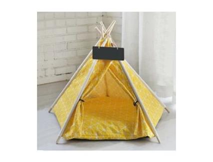 Almofada Tipo Tenda Dobrável Amarela Grande para Animais de Estimação, Gato ou Cão 50X50X70Cm TRADE SHOP TRAESIO