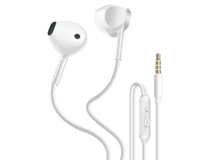 Fones De Ouvido Com Cabo 3,5 Mm Com Botão De Comando Branco Inkax