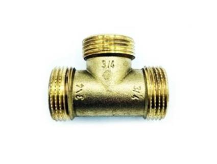 Adaptador Macho de Latão em Forma de T para Tubo de Água e Combustível, Conector de União Roscado de 3/4 Polegada