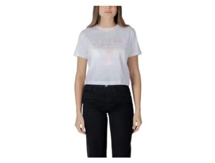 T-shirt De Mulher Guess Activewear Crop Algodão Branco (m)