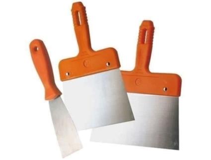 Conjunto De 3 Facas De Revestimento E Raspagem Fischer Darex Aço Inoxidável 50mm, 100mm, 180mm