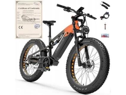 LANKELEISI Rv800 Plus Bicicleta Elétrica 1130W 48V 20Ah 52Km-H 150Km Mtb Quadro Roda 18'' 26 Laranja