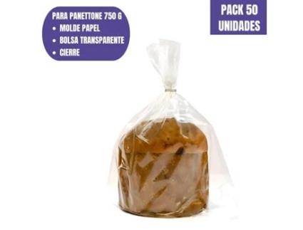 Set Molde De Papel Para Panettone Saco Fecho - 750 G (50 Unidades)