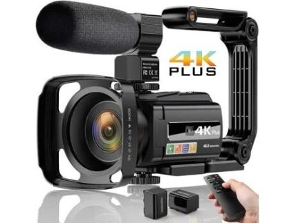Bazarlândia30. Câmera de vídeo Caméscope 4k UHD 48mp Wifi IR Visão noturna, zoom digital 16x.