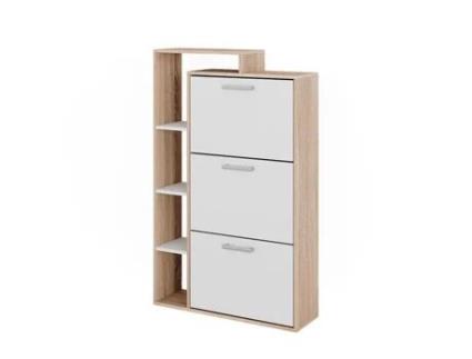 Orlando Flip-Up Shoe, 80x128,3cm com 3 compartimentos, Sonoma, Branco, Vicco