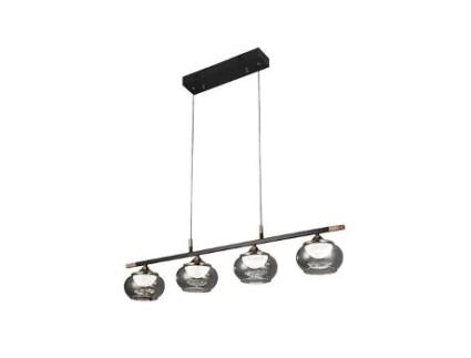 Fita Led Suspensa Pompeya Com 4 Luzes Com Controle Remoto Ip20 30 130x91x15cm Cor Preta Fabrilamp (28w 3cct 2520lm)