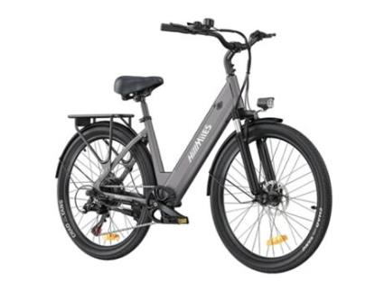 Bicicleta Elétrica HILLMILES Milecity1250W 36V 13Ah 32Km/H 100Km Shimano de 7 Marchas Freio a Disco Mecânico Suspensão de Garfo Dianteiro Cinza