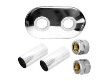 Colar Cromado 2X Conectores Cu Conjunto de Máscara de Radiador Cobertura Decorativa Aquecedor