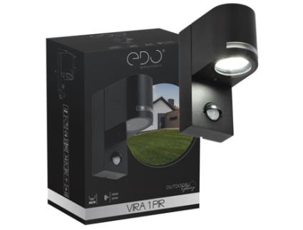 Arandela Com Detector De Movimento Pir Vira Edo 1 Gu10 Preto Ip44 Edo Garden Line