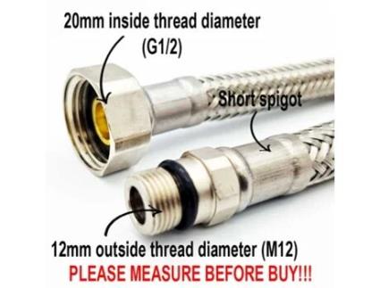 Mangueira Flexível de 25cm para Conector de Torneira Monocomando de Cozinha, Conector M12 x 1/2 Polegadas BSP, Tubo de Água