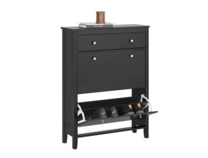 Sapateira 2 Abas Armário Para Corredor De Entrada Sapateira Com Gaveta Grande Preto 80 X 25 X 108 Cm Fsr89 Sch Sobuy