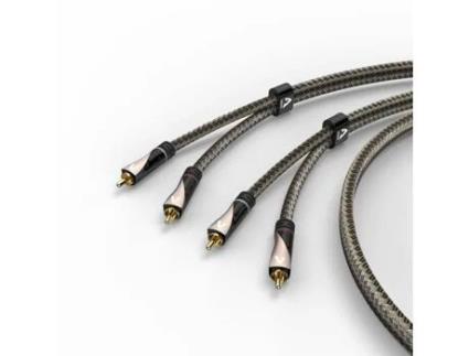 Cabo de Áudio, 2 Conectores RCA Macho - 2 Conectores RCA Macho, Texturizado, Dourado, 1m