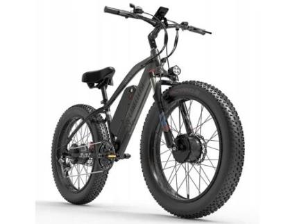 Bicicleta Elétrica LANKELEISI Mg740 Plus Preta Suspensão Total Hidráulica 1000W * 2 Bateria 20Ah