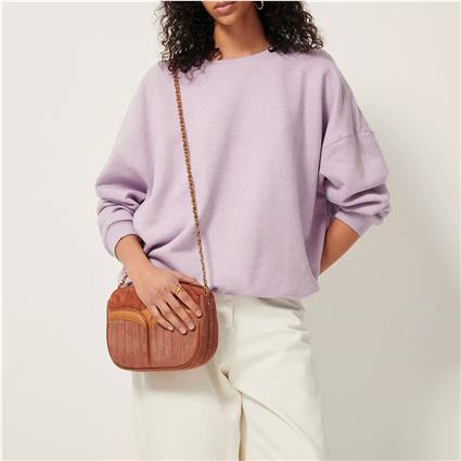 Carteira em pele, com fecho, alça de ombro em corrente, DIVINE SUEDE, Sessun