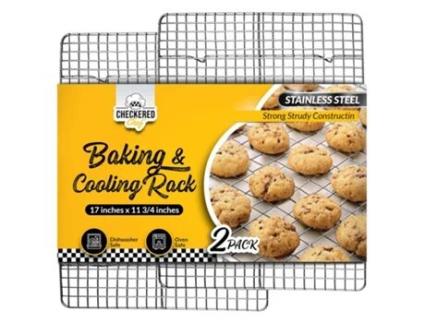 Grelha De Resfriamento Grelha De Panificação Checkered Chef Aço Inoxidável, Grelha De Arame Segura Para Forno E Lava Louças Prata