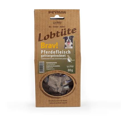 Petman Lobtüte Brav! Carne de cavalo liofilizada - 5 x 80 g