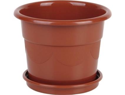 Vaso  Dalia Castanho com Prato U (17 x 14 cm)