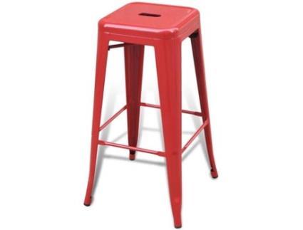 Banco de Bar  240927 (Vermelho - 43 x 43 x 76 cm - Metal)