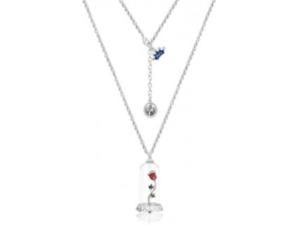 Colar  DSN333 Disney A Bela e o Monstro Rosa Ouro Branco