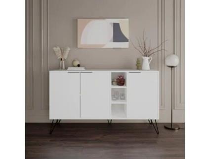 Aparador Lisboa Branco 142x83x35.6 Cm Design Moderno Leva Me Contigo