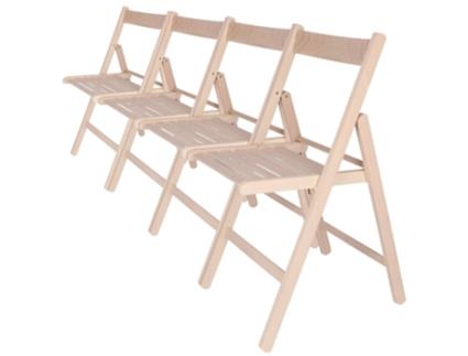 Well Home Pack 4 Cadeiras Bas Em Madeira De Faia, Acabamento Sem Verniz Wellhome