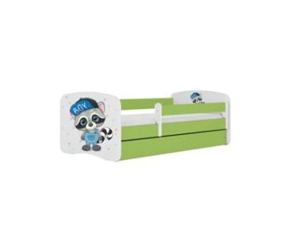 Cama 180 X 80 Cm Kocot Kids Com Gaveta E Colchão Babydreams Raccoon Green