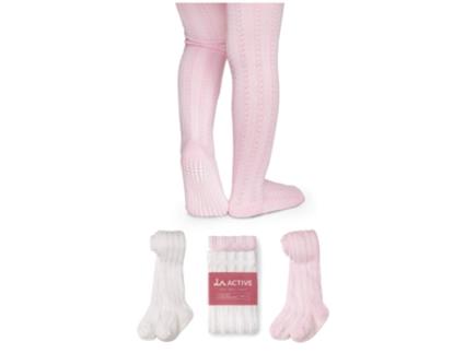 Meias De Bebé La Active Pares Antiderrapante Cabo Trançado Rosa (6 A 12 Meses)