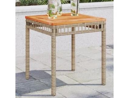Mesa De Jardim 38x38x42 Cm Vime Pe/acácia Mistura De Beges