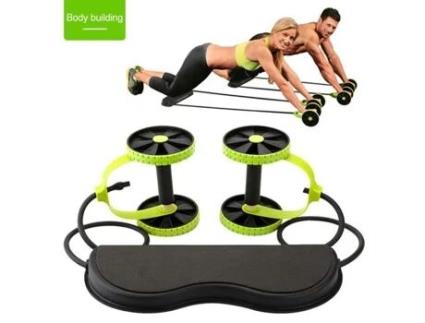 Multifuncional Verde Tração Corda Abdominal Roda Rally Abdominal Roda, Abdominal Perda de Peso Treinador Exercitador Oobest