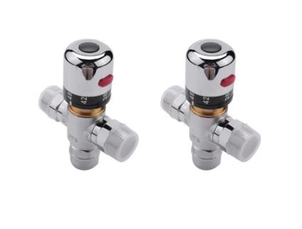 2X Válvula de Mistura Termostática de 3 Vias de Cobre 3-4 Polegada Válvula de Aquecedor Solar Válvula de Controle de Temperatura SODIAL