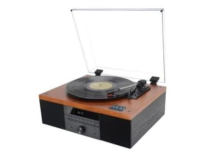 Platina Discos Vinil/cd Com Rádio Fm Akai Marrom
