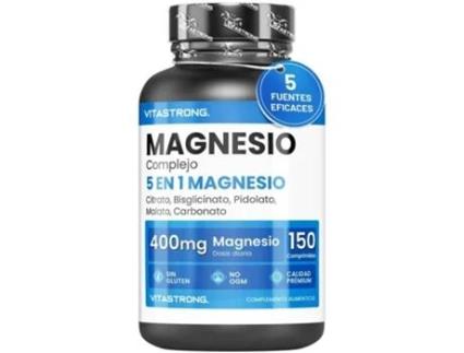 Magnésio Completo 400mg 5 Em 1 Bisglicinato, Citrato, Pidolato, Malato E Carbonato Suplemento De Magnésio Antiestresse Vitastrong