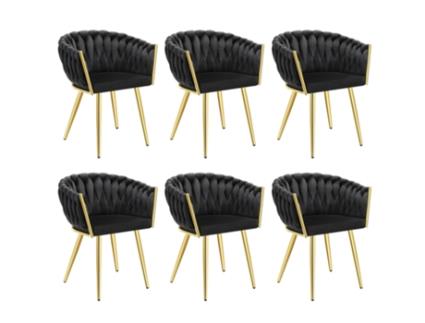 Conjunto De Cadeiras Astano Veludo, Design De Nó Tectake