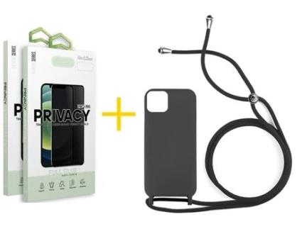 Conjunto De Películas De Ecrã Gel Rope Para Iphone 16 Plus Skyhe Vidro Temperado Preto (2un)