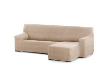 Capa Bi-Elástica para Sofá Adaptável Roc Chaise Longue Braço Curto Direito 250-360 Cm Bege VIPALIA