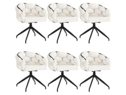 Conjunto De 6 Cadeiras Giratórias Em Veludo Estilo Moderno Bege Raumio