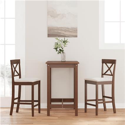 vidaXL Bancos de bar com almofadões 2pcs madeira de seringueira maciça